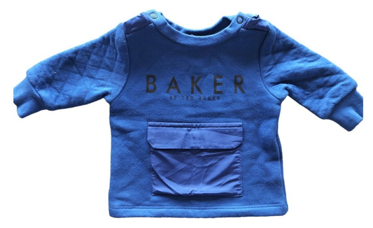 Ted Baker Baby Boys Blue Long Sleeve Pockets Pullover Sweatshirt Size 0-3 Months