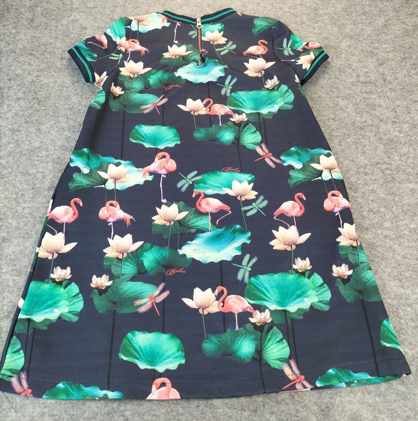 Ted Baker Girls Black Flamingo Crew Neck Short Sleeve Dress 11-12 Years