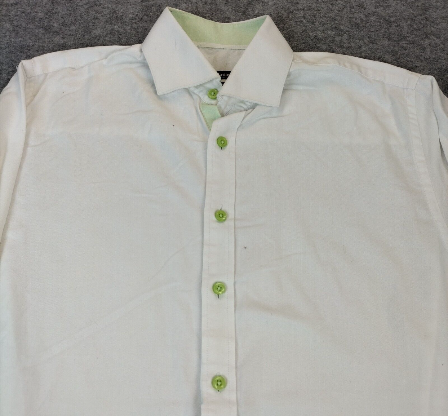 Dressmann Mens White Cotton Collared Long Sleeve Casual Button-Up Shirt Size M