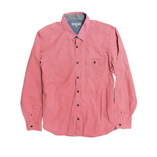 Ted Baker Mens Pink 100% Cotton Long Sleeve Button Up Dress Shirt Size 3