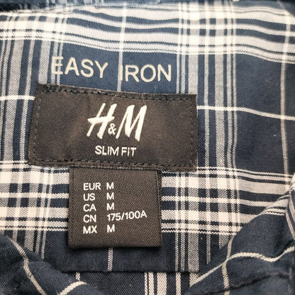 H&M Mens Black Plaid Collar Long Sleeve Slim Fit Button-Up Shirt Size M