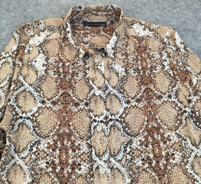 Marks and Spencer Womens Brown Animal Print Collared Long Sleeve Tunic Top Sz 14