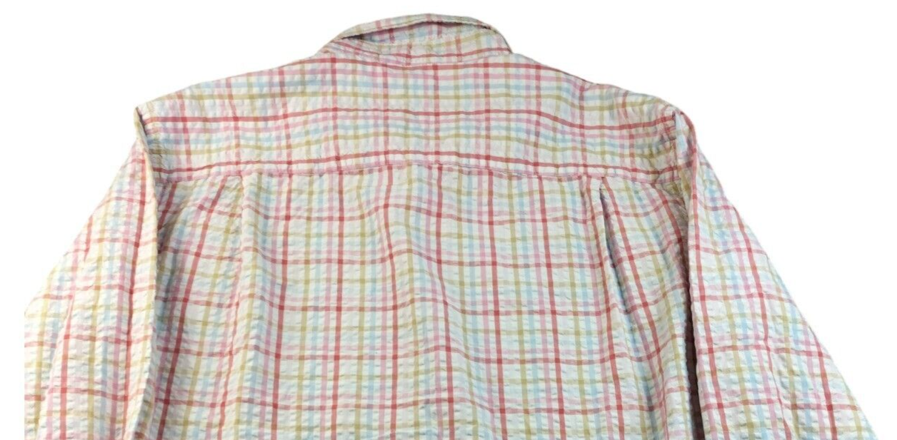 Boden Mens Red Multicoloured Plaid Cotton Regular Fit Stretch Button Up Shirt Sz XL