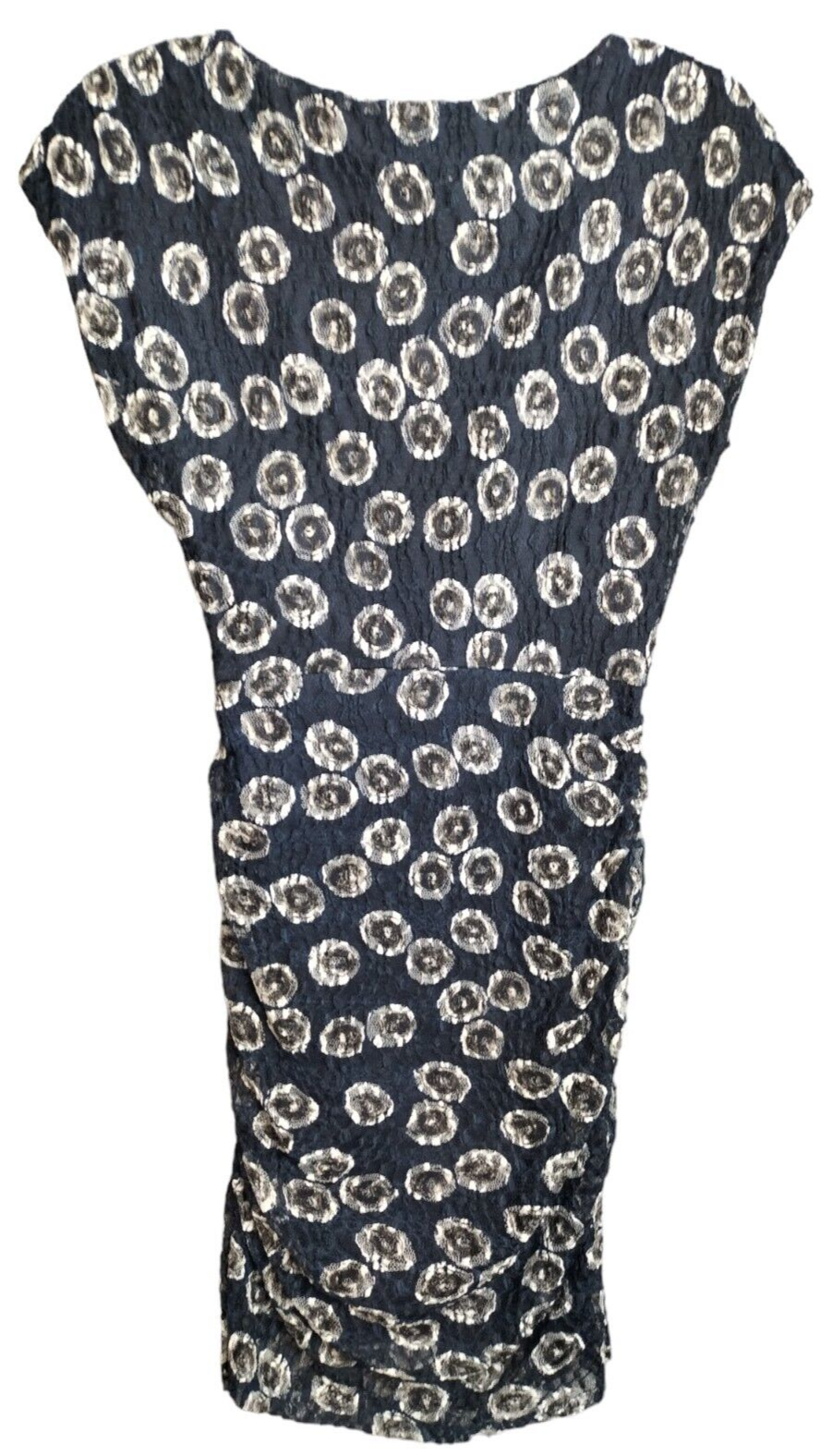 Reiss Womens Black/Cream Print Cap Sleeves Ruched Orlath Bodycon Dress Size UK 8