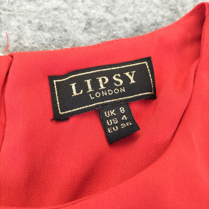 Lipsy London Womens Red Short Sleeve Crew Neck Polyester Casual Dress Size 8