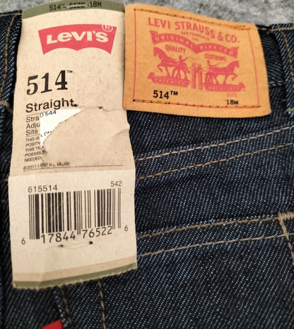 Levi's 514 Toddler Black Cotton Straight Fit Wide Leg Denim Jeans Size 18 Months