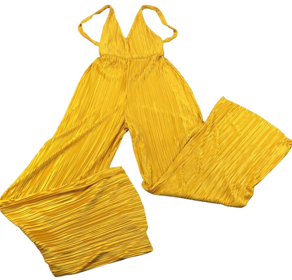 PRETTYLITTLETHING Womens Yellow Polyester Sleeveless Pull On Jumpsuit Sz 8