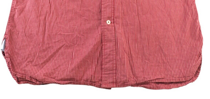 Tommy Hilfiger Mens Red White Cotton Check Back Pleated Button-Down Shirt Size L