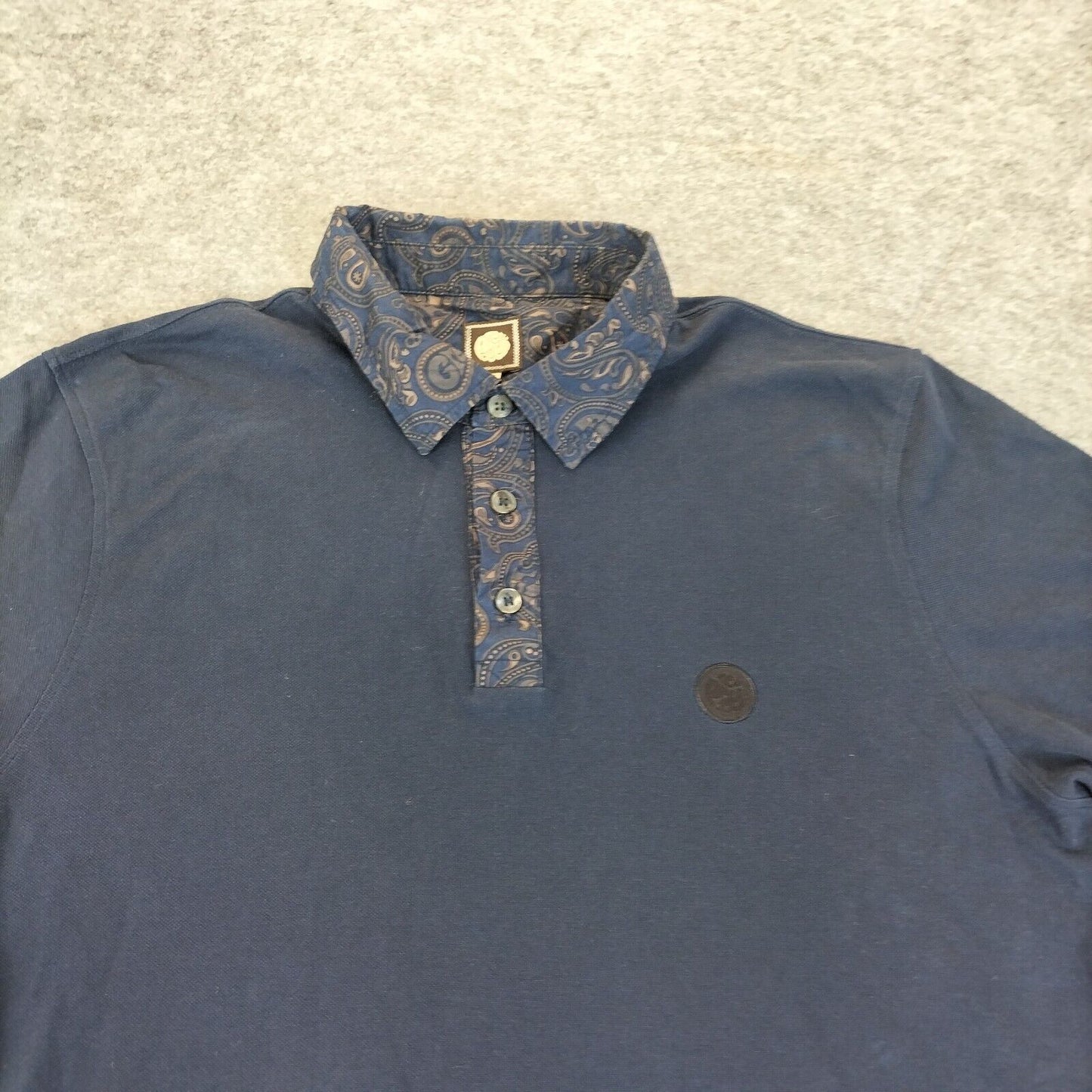 Pretty Green Mens Blue Cotton Collared Buttons Short Sleeves Polo T-Shirt Size M