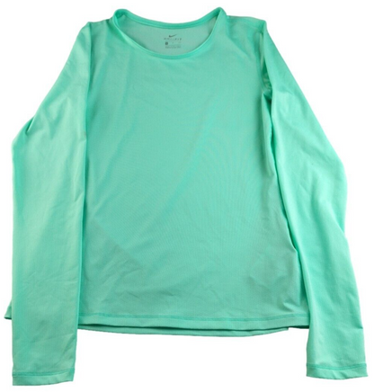 Nike Womens Green Dri-Fit Polyester Round Neck Dots Raglan Sleeve Basic Top Sz S