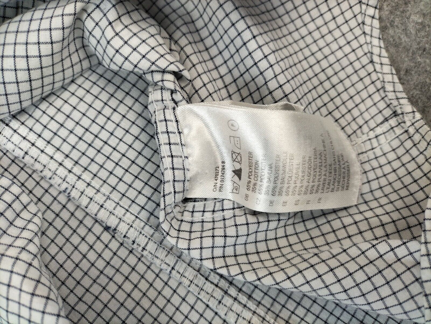 H&M Mens White Polyester Check Print Long Sleeve Casual Button-Up Shirt Size M