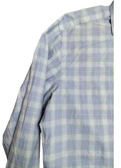 Ted Baker Endurance Mens Blue/White Plaid/Check Cotton Button Up Shirt Size 16