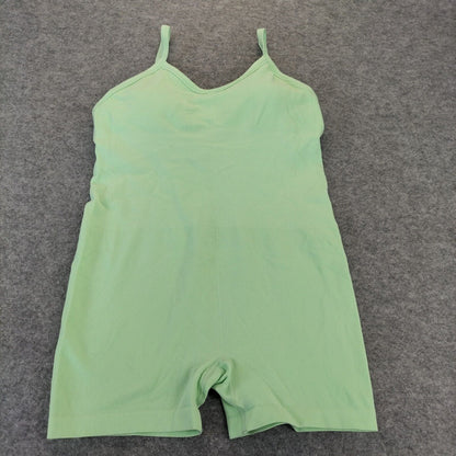 Workout Womens Green Nylon Sleeveless Straps Seamless CrossFit Bodysuit Size 14