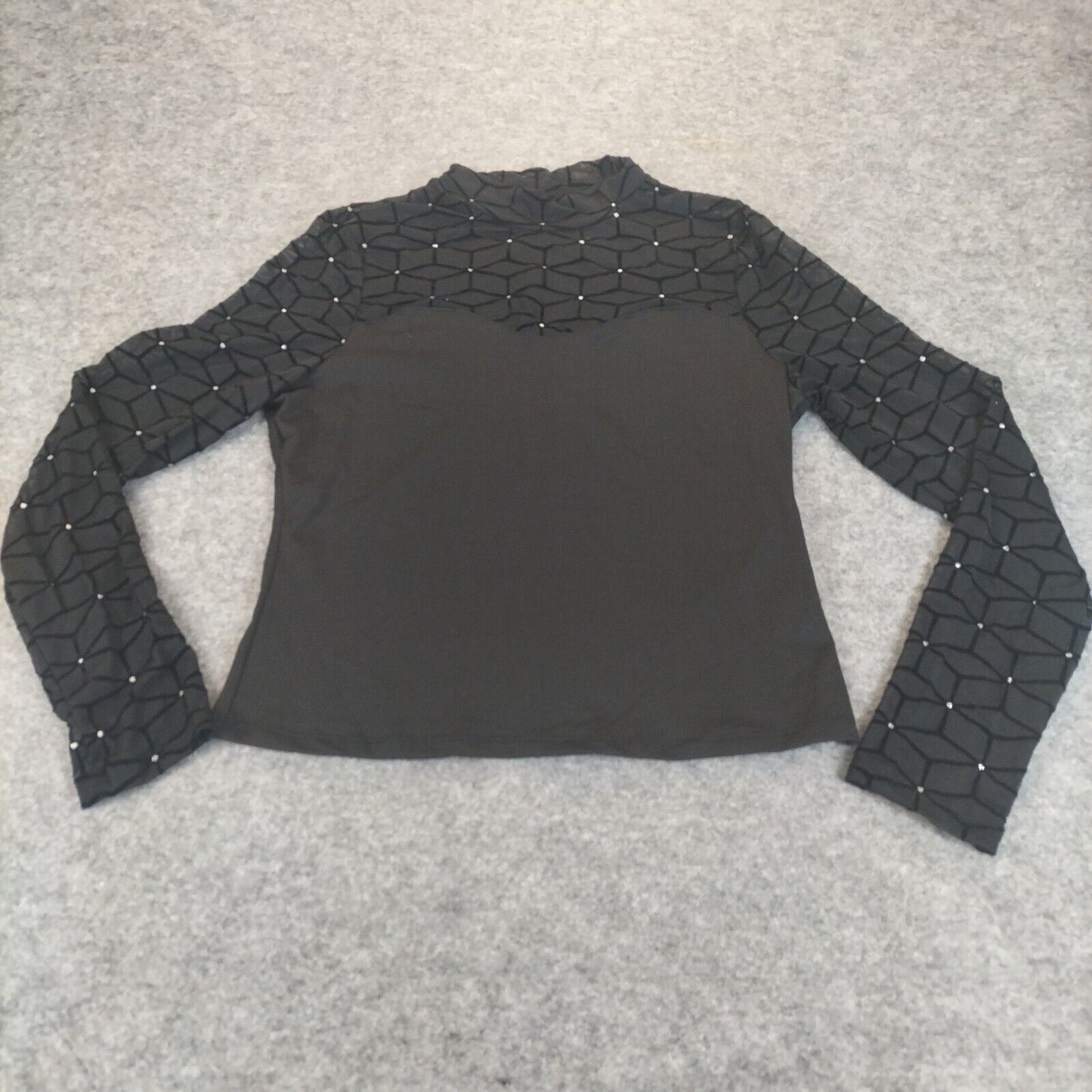 Shein Womens Black Long Sleeve Polyester Crew Neck Pullover Top Tank Size L