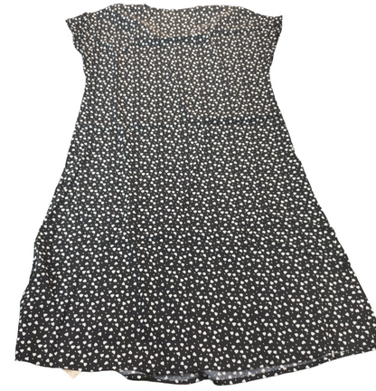 Emery Rose Womens Black White Heart Print Polyester V-Neck A-line Dress Size 8