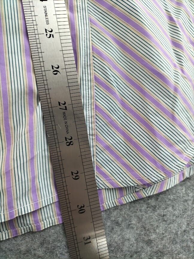 Ted Baker London Mens Purple Striped Regular Long Sleeve Button Up Size XL