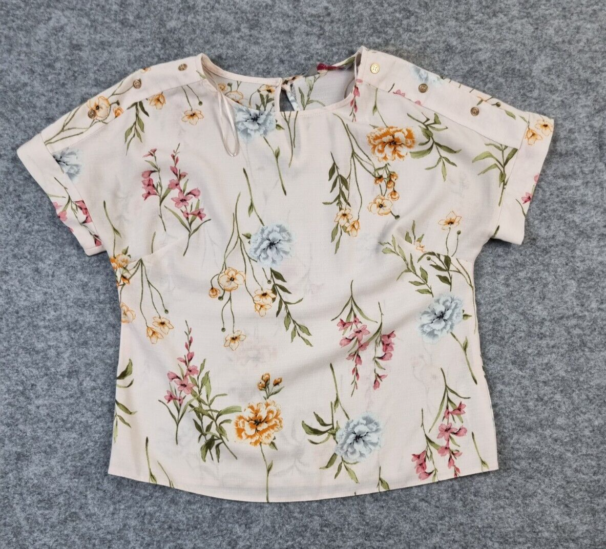 Dorothy Perkins Womens Beige Polyester Floral Short Sleeve Cropped Top Size UK 6