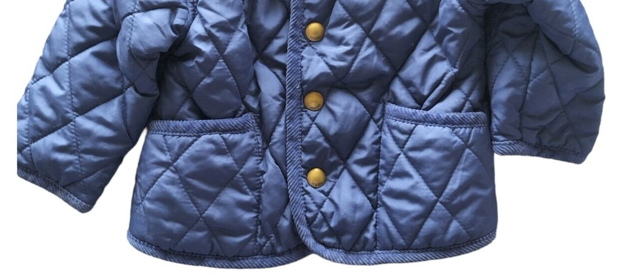 Joules Milford Boys Blue Button-Up Long Sleeve Pockets Quilted Jacket 6-9 Months