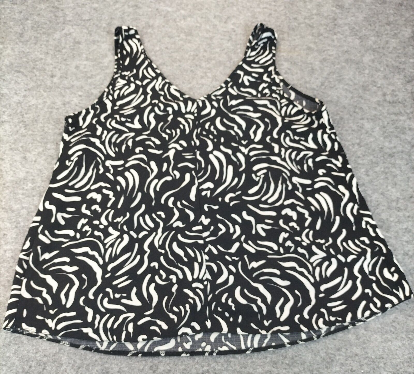 George Womens Black V-Neck Zebra Print Strappy Sleeves Cropped Blouse Top Sz 10