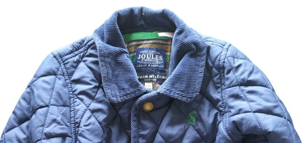 Joules Milford Boys Blue Button-Up Long Sleeve Pockets Quilted Jacket 6-9 Months