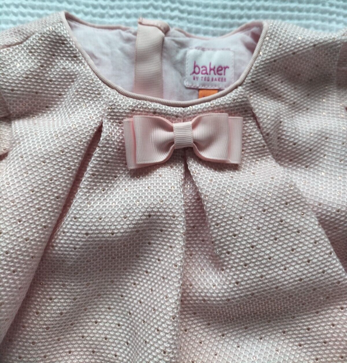 Ted Baker Girls Pink Round Neck Flare Sleeve Fit & Flare Dress Size 9-12 Months