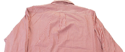 Polo Ralph Lauren Mens Red White Striped Logo Slim Fit Button Down Shirt Sz 17.5