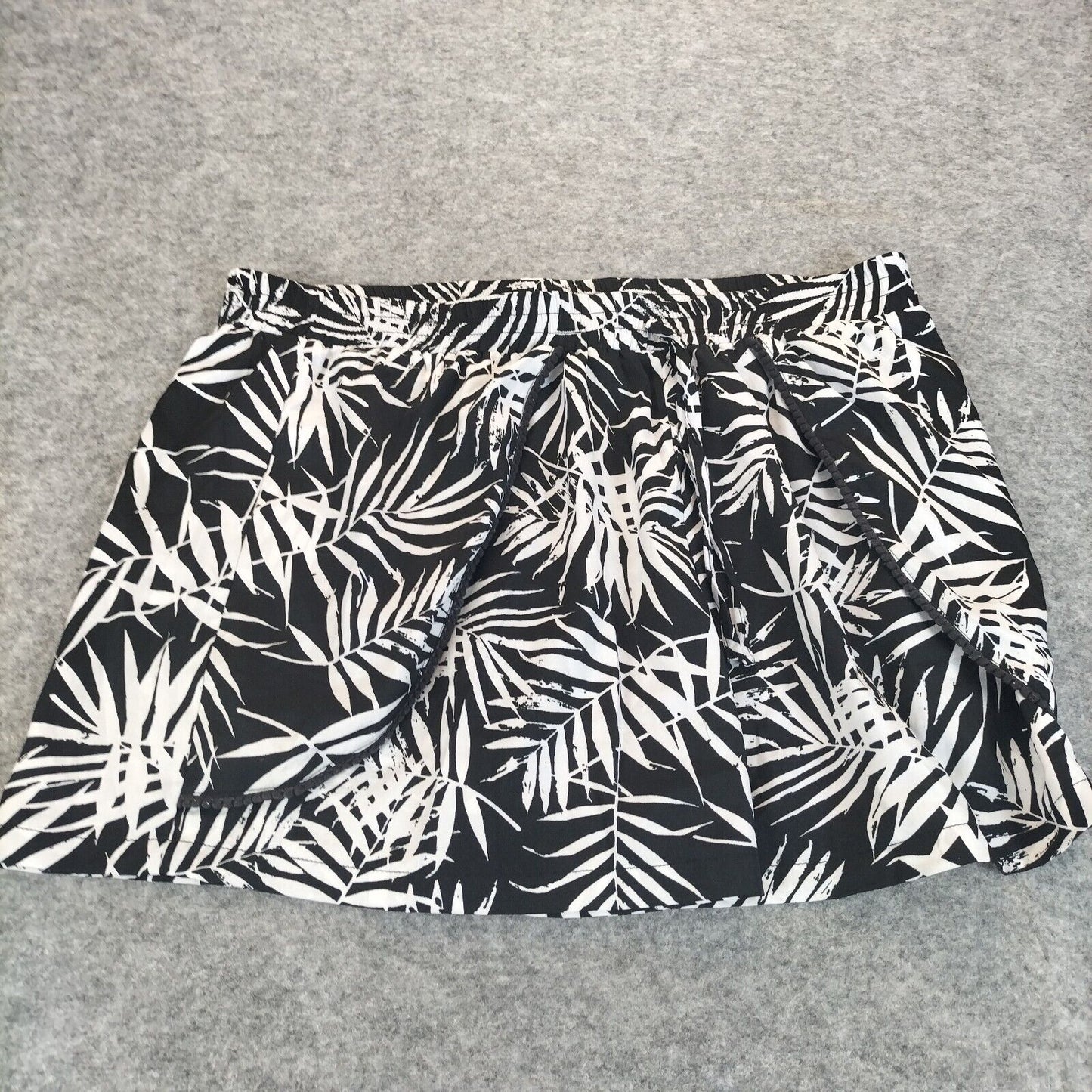 Studio Womens Black White Floral Polyester Skirt Size 16