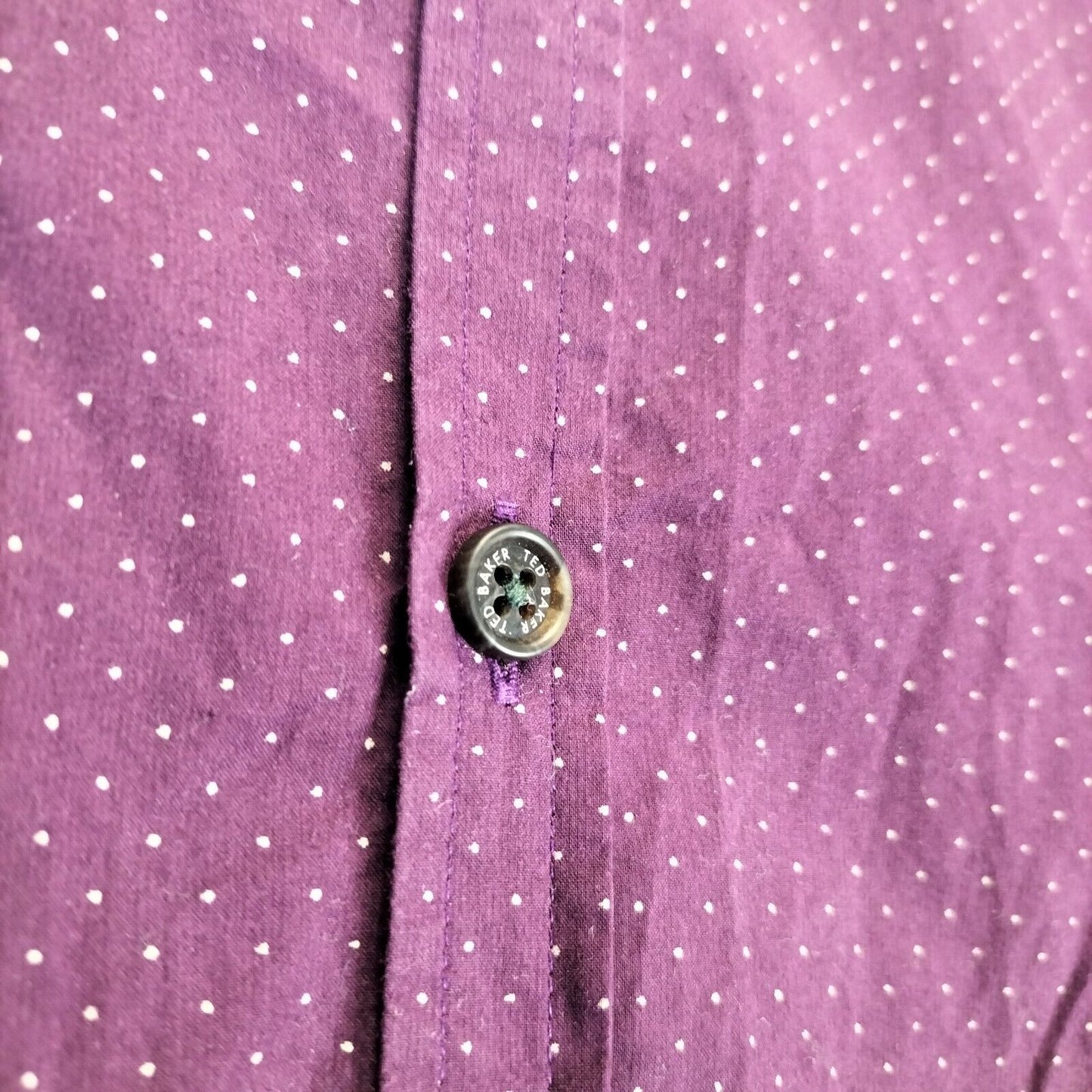 Ted Baker Mens Purple Polk Dots Long Sleeve Button-Down Shirt Size 4 (Medium)