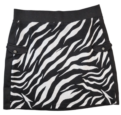 River Island Girls Black/White Zebra Print Elastic Waist Skirt Sz UK 9/10 Years