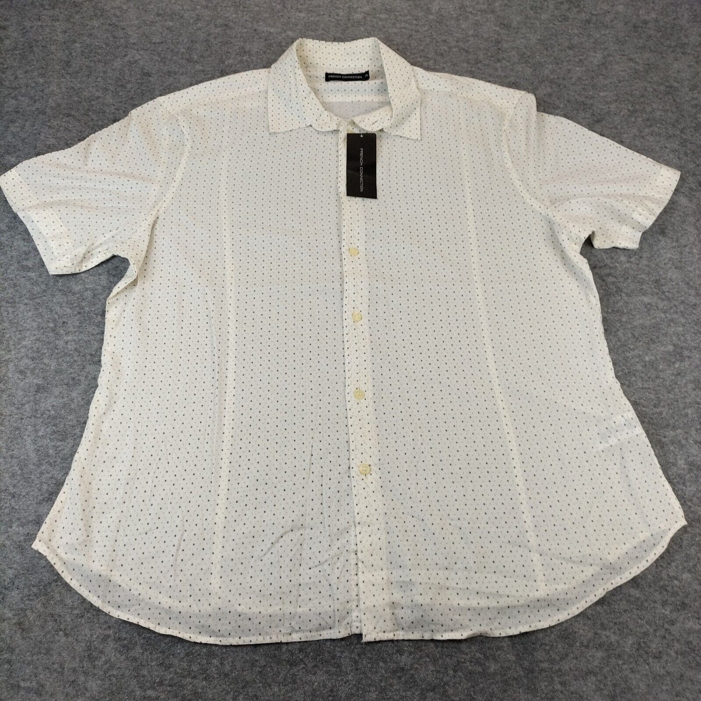 French Collection Men's White Cotton Polka Dots Button-Up Tunic Top Size 2XL