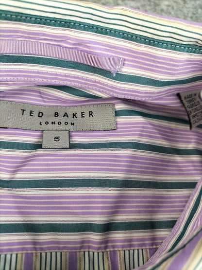 Ted Baker London Mens Purple Striped Regular Long Sleeve Button Up Size XL