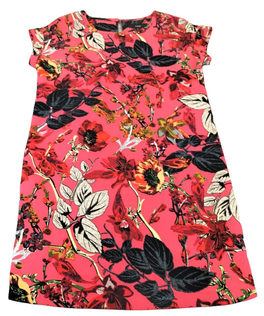 NEXT Womens Red Floral Boat Neck Polyester Short Sleeve T-Shirt Dress Size 10