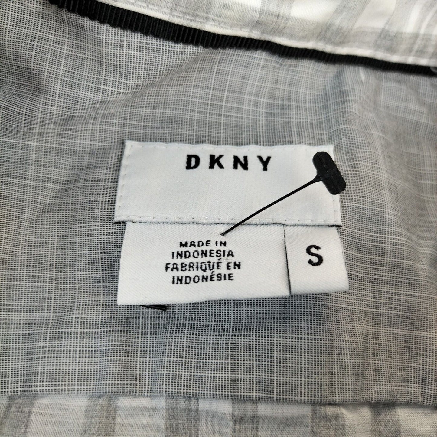 DKNY Mens White/Grey Check Cotton Pocket Long Sleeves Button Down Shirt Size S