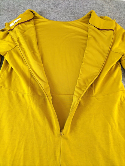 Boden Womens Yellow Stretch Flared Sleeve Round Neck A-Line Sweater Dress Sz 18