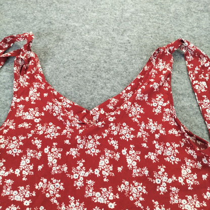 Shein Womens Red Sleeveless Straps V-Neck Floral Print Polyester Top Size M