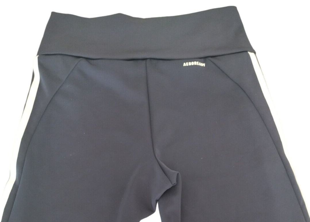 adidas Aeroready Womens Black 3 Stripes Logo Elastic Waist Sports Shorts Size M