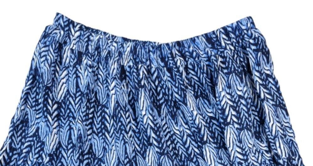 Womens Blue Geometric 100% Viscose Elastic Waist Pull On Skirt Size 14