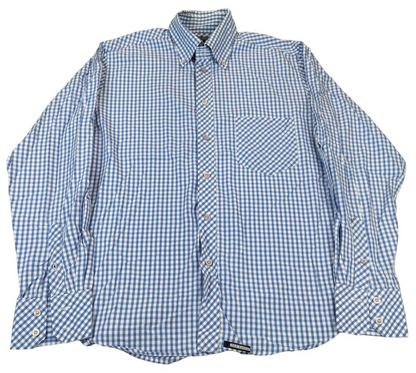 Ted Baker Mens Blue Checked Long Sleeves Casual Button-Down Shirt Size 3 Medium