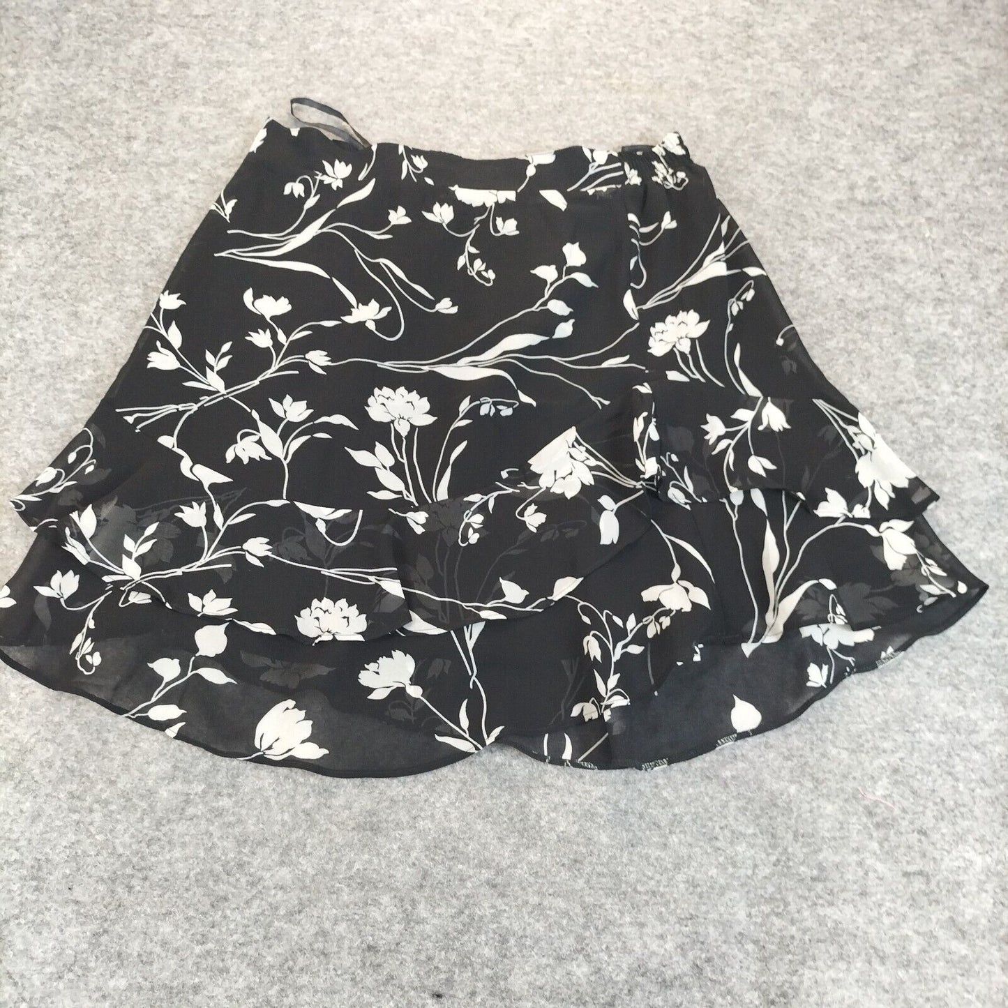 Papaya Womens Black Floral Elastic Belt Polyester Skirts Size 12