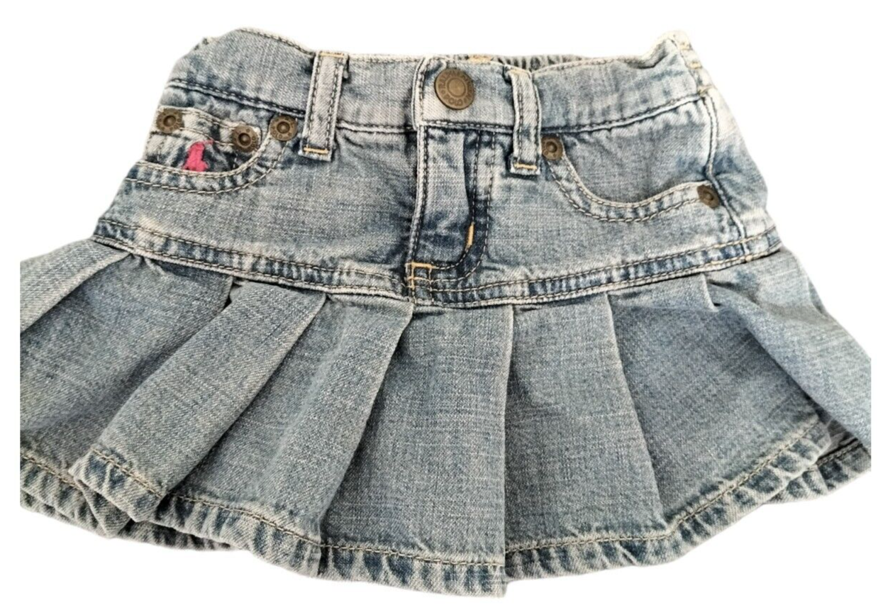 Polo Ralph Lauren Kids Girls Blue Cotton Casual Mini Shorts Skirt Size 9 Months