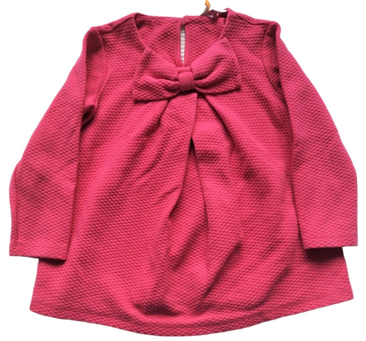 Ted Baker Girls Pink Polyester Bow Crew Neck Long Sleeves Tunic Top Sz 2-3 Years