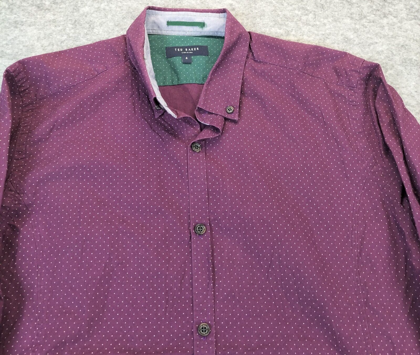 Ted Baker Mens Purple Polk Dots Long Sleeve Button-Down Shirt Size 4 (Medium)