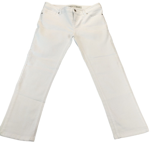 Denim & Co. Womens White Mid Rise 5 Pockets Ankle Zip Straight Leg Jeans Size 8