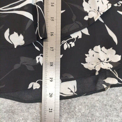 Papaya Womens Black Floral Elastic Belt Polyester Skirts Size 12