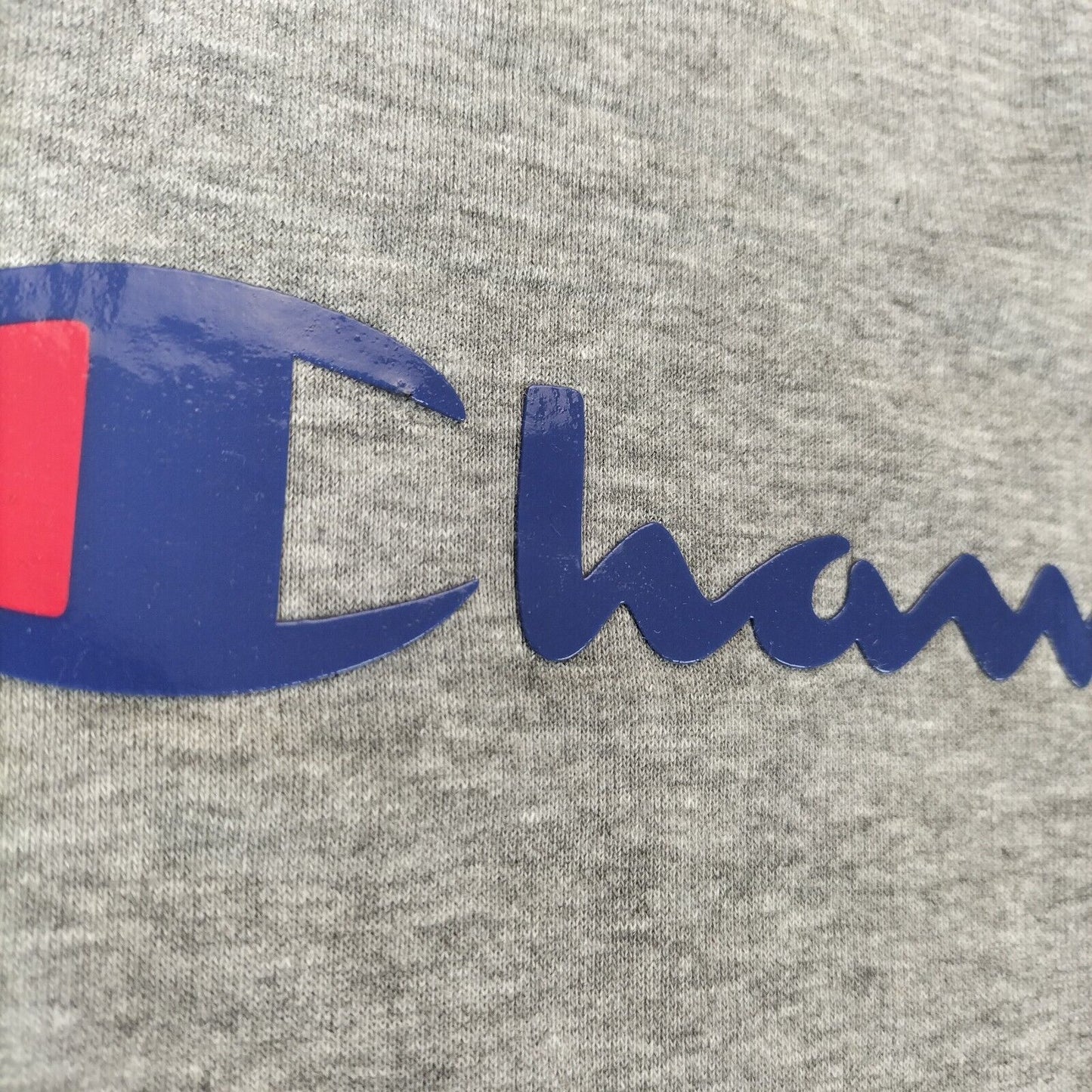 Champion Mens Grey Cotton Crew Neck Logo Long Sleeve Pullover Sweatshirt Size M