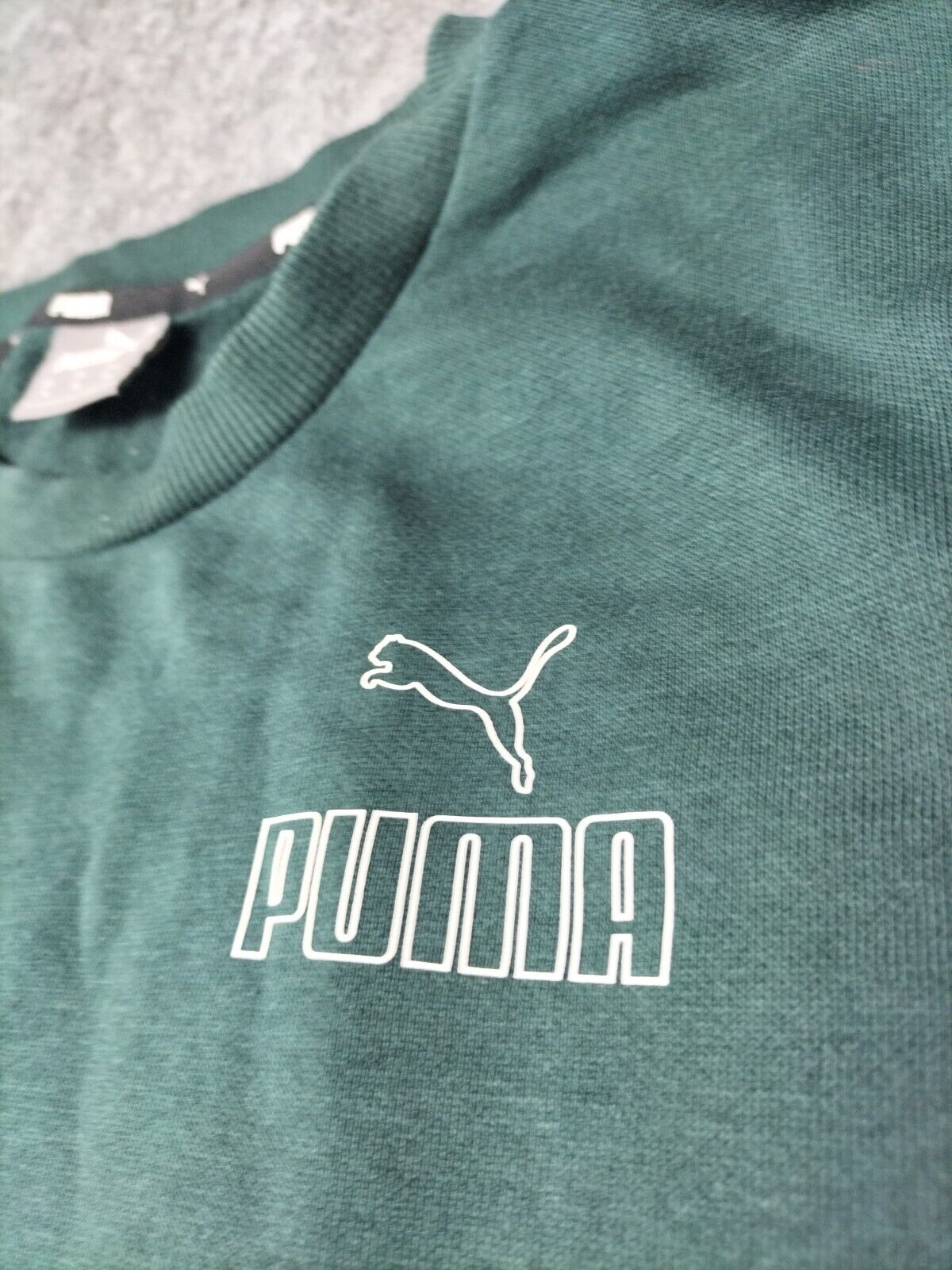 PUMA Mens Green Cotton Crew Neck Long Sleeve Logo Pullover Sweatshirt Size M