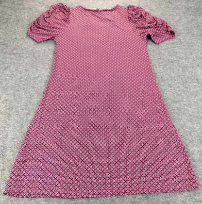 Next Womens Pink Viscose Geometric Print V-Neck Short Sleeve Shift Dress Size 14