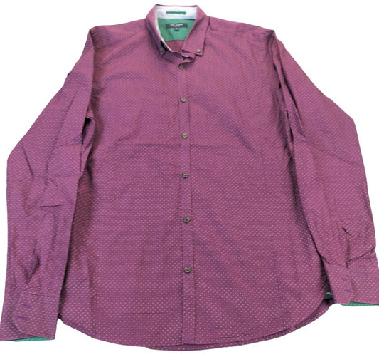 Ted Baker Mens Purple Polk Dots Long Sleeve Button-Down Shirt Size 4 (Medium)