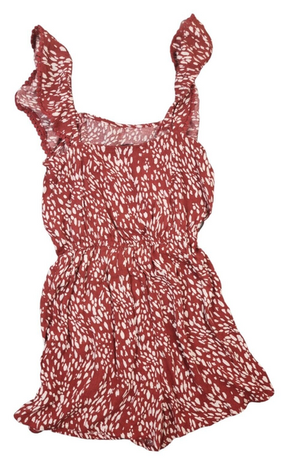 George Womens Red Polka Dots Viscose One-Piece Pleated Pullover Playsuit Size S