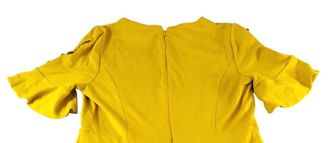 Boden Womens Yellow Stretch Flared Sleeve Round Neck A-Line Sweater Dress Sz 18